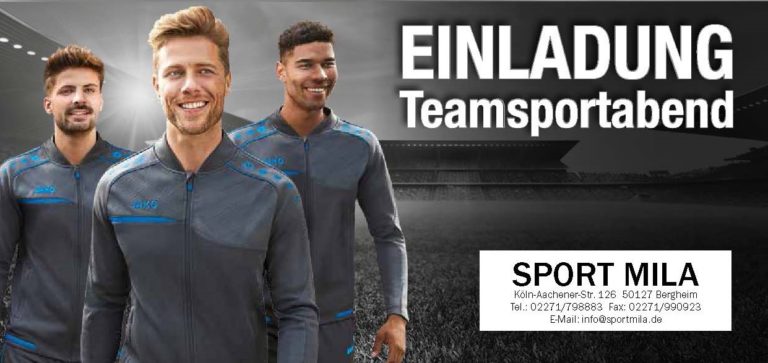 Einladung unseres Sponsors SPORT MILA zum Teamsportabend !!!